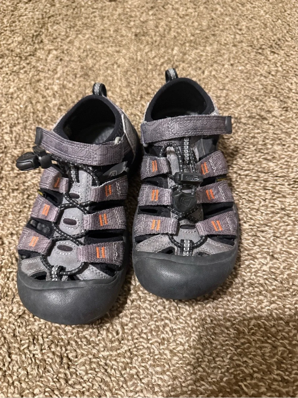 Keen Kids Gray and Black Outdoor Sandal with Orange Accents